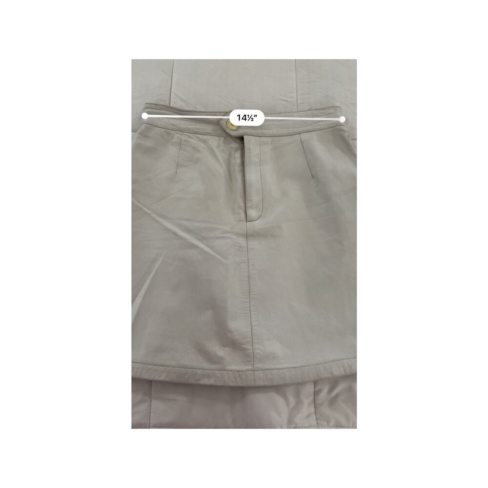 Vintage Betsy Johnson Leather Mini Skirt Cream Color Size Medium - Picture 7 of 8